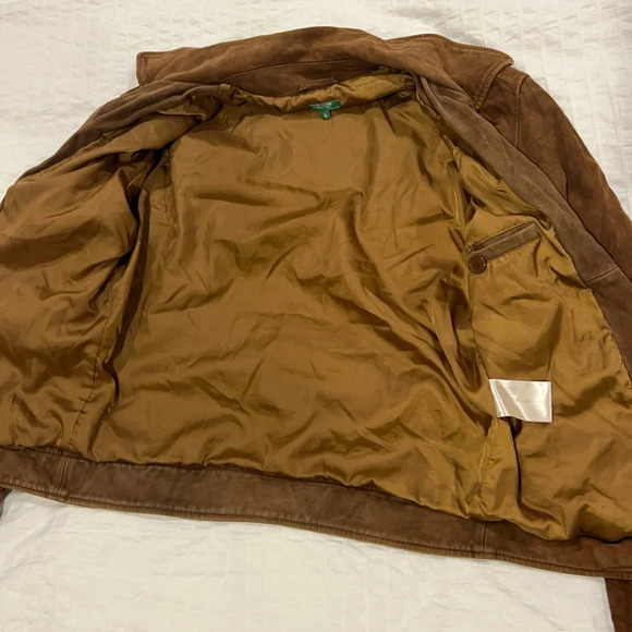 Unisex United Colors of Benetton Bob Dylan Suede Brown Jacket - Picture 5 of 8